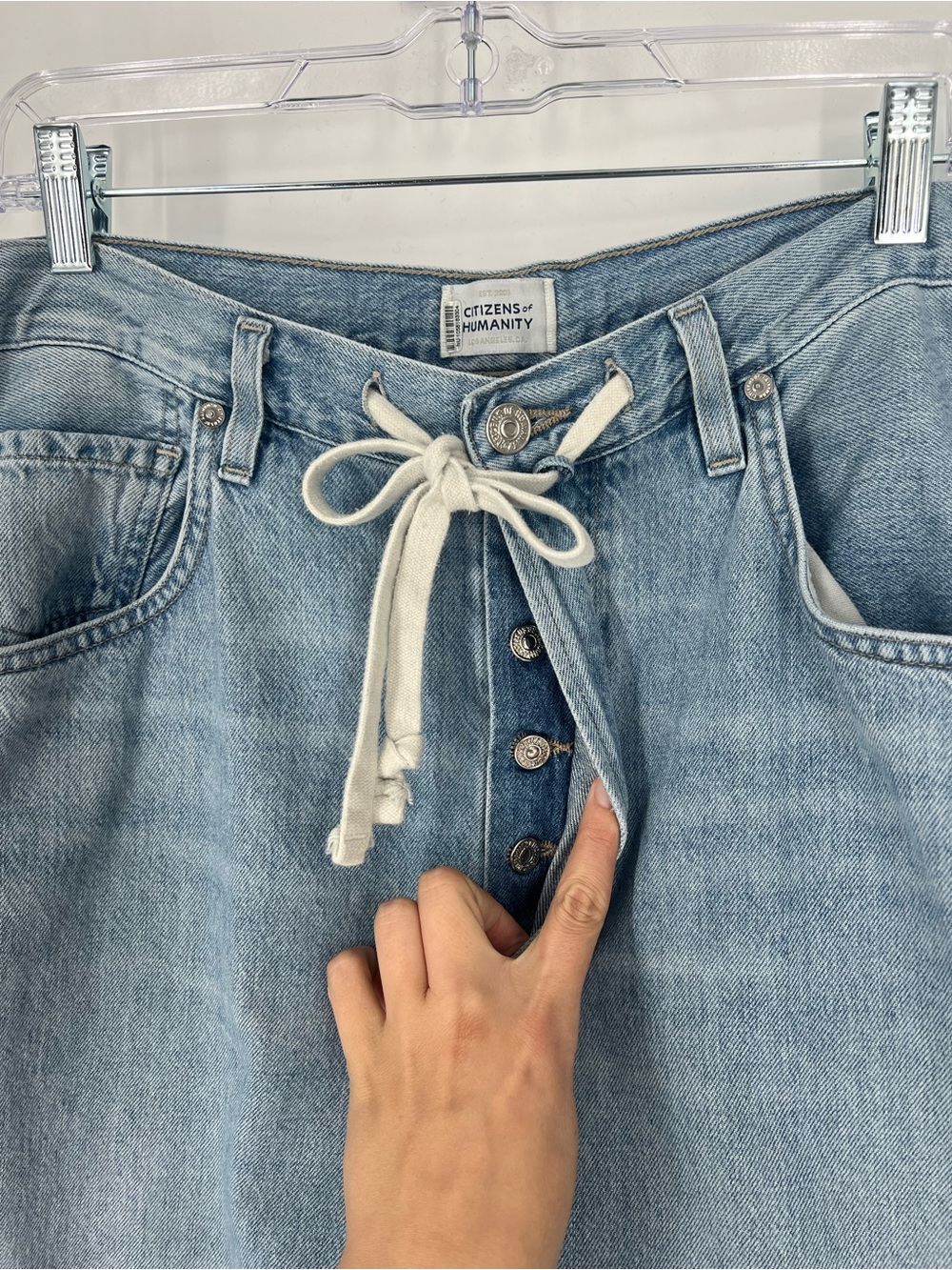 Citizens of Humanity Brynn Light Wash Drawstring Straight Leg Denim Jeans 31 - Picture 5 of 12